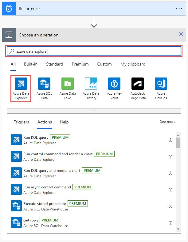 Azure Data Explorer connector screenshot