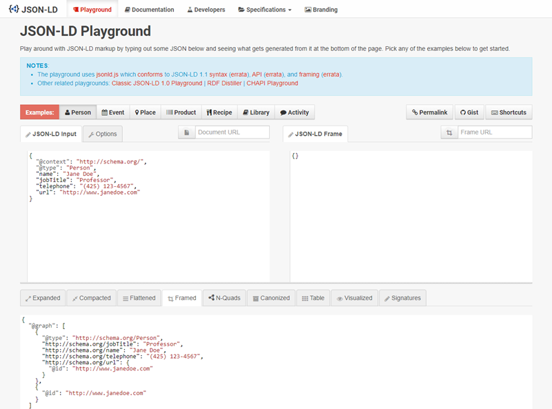 JSON-LD Playground