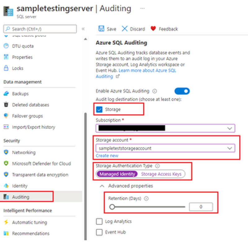 User Managed Identity support for Auditing SQL Azure database